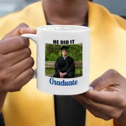 Personalized Graduation Gift Mug,Class of 2025 Custom Photo Coffee Cup, Graduate Gift for Him or Her, Congrats Graduation Party Favor, 11oz Ceramic Keepsake Cup