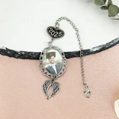 Personalized Graduation Tassel Photo Charm, Custom Memorial Best Graduation Gift,Charm with Angel Wings Unique Keepsake for Friends or Yourself, Perfect for Graduation, Birthday, Christmas