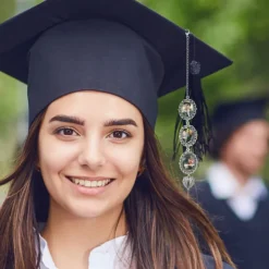 Personalized Graduation Tassel Photo Charm, Custom Memorial Best Graduation Gift,Charm with Angel Wings Unique Keepsake for Friends or Yourself, Perfect for Graduation, Birthday, Christmas