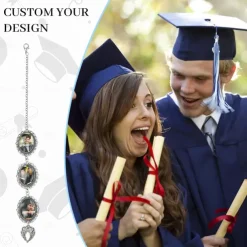 Personalized Graduation Tassel Photo Charm, Custom Memorial Best Graduation Gift,Charm with Angel Wings Unique Keepsake for Friends or Yourself, Perfect for Graduation, Birthday, Christmas