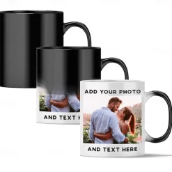 Personalized Magic Mug Custom Wedding Gift for Coupleized Photo Christmas Gift Mug Heat Reveal Sensitive Mug Color Changing Ceramic Mug Xmas Cup Coffee Mug with Image Logo Text Gifts