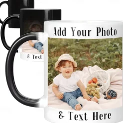 Personalized Magic Mug Customized Photo Christmas Gift Mug Heat Reveal Sensitive Mug Color Changing Ceramic Mug Xmas Cup Coffee Mug with Image Logo Text Gifts for Anniversary Birthday Christmas