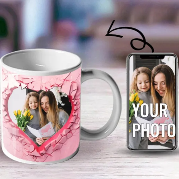 Personalized Photo Coffee Mug - Custom Wedding Gift for Couple Wedding Gift Mug Gift 3D Love Heart Hole In A Wall for Family Christmas Gift Mug Ceramic Mug 11oz