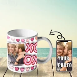 Personalized Photo Mug Gift XOXO Wedding Gift Mug for Couples 3D Mug11oz Sublimation Design Wedding Husband Boyfriend Girlfriend Wife Personalized Custom Wedding Gift for Couple Photo