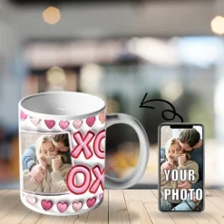 Personalized Photo Mug Gift XOXO Wedding Gift Mug for Couples 3D Mug11oz Sublimation Design Wedding Husband Boyfriend Girlfriend Wife Personalized Custom Wedding Gift for Couple Photo
