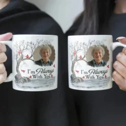 Personalized Photo Mug Memorial Cup Missing You Photo Mug- I'm Always With You - Thoughtful Christmas Gift for Family and Friends - Customizable Ceramic Mug