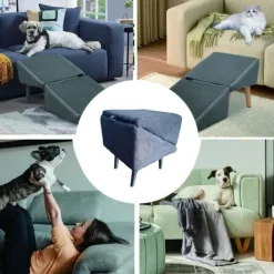 Pet Dog Stair Folding Chair Space Saving 2 in 1 Comfortable Climbing Step for Pets High Bed Dog Lamp Kitten Puppy Small Animal
