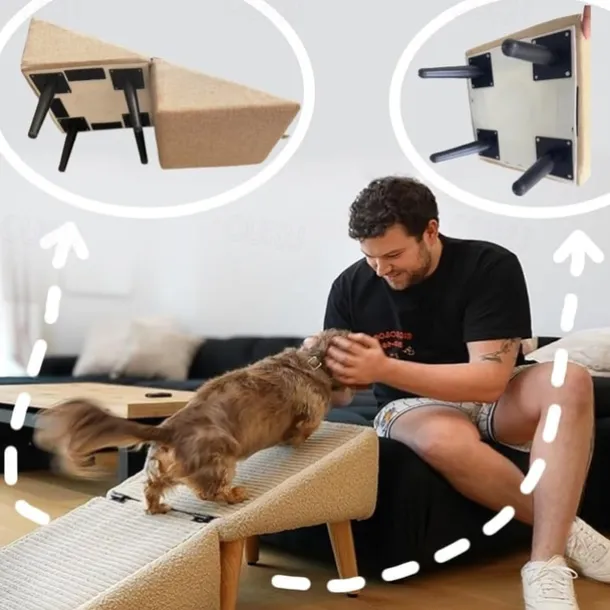 Pet Dog Stair Folding Chair Space Saving 2 in 1 Comfortable Climbing Step for Pets High Bed Dog Lamp Kitten Puppy Small Animal