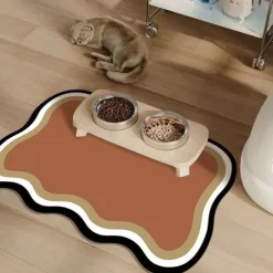 Pet Feeding Mat, Easy Clean, Waterproof, Dog, Cat Mats, Raised Edges, Placemat Tray to Stop Food Spills and Water Bowl Messes on Floor