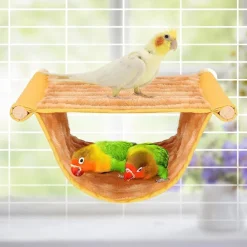 Pet Hanging Hammock Warm Nest Bed Removable Washable Bird Cage Perch For Parrot Hamster large yellow