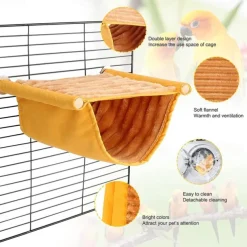Pet Hanging Hammock Warm Nest Bed Removable Washable Bird Cage Perch For Parrot Hamster large yellow