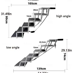 Pet Steps Aluminum Pet Stair Folding Dog Ladder for Trucks, Cars, SUVs & High Bed