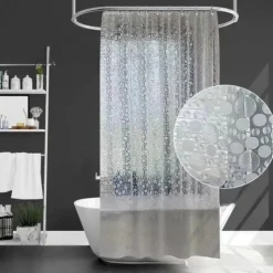 PEVA 8G Shower Curtain Liner, 72x72 Inch 3D Clear Blue Bubble Heavy Duty Waterproof Shower Curtain Liner Thick Plastic Shower Curtains Bathroom Shower Liner, 12 Hooks