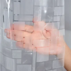 PEVA 8G Shower Curtain Liner, 72x72 Inch 3D Clear Blue Bubble Heavy Duty Waterproof Shower Curtain Liner Thick Plastic Shower Curtains Bathroom Shower Liner, 12 Hooks