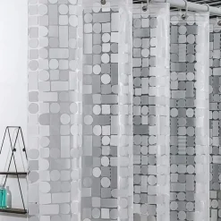 PEVA 8G Shower Curtain Liner, 72x72 Inch 3D Clear Blue Bubble Heavy Duty Waterproof Shower Curtain Liner Thick Plastic Shower Curtains Bathroom Shower Liner, 12 Hooks