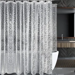 PEVA 8G Shower Curtain Liner, 72x72 Inch 3D Clear Blue Bubble Heavy Duty Waterproof Shower Curtain Liner Thick Plastic Shower Curtains Bathroom Shower Liner, 12 Hooks