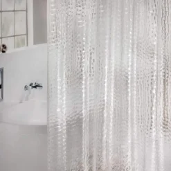 PEVA 8G Shower Curtain Liner, 72x72 Inch 3D Clear Blue Bubble Heavy Duty Waterproof Shower Curtain Liner Thick Plastic Shower Curtains Bathroom Shower Liner, 12 Hooks