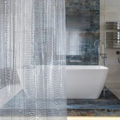 PEVA 8G Shower Curtain Liner, 72x72 Inch 3D Clear Blue Bubble Heavy Duty Waterproof Shower Curtain Liner Thick Plastic Shower Curtains Bathroom Shower Liner, 12 Hooks