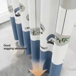 PEVA Shower Curtain Bath Curtain Extra Long 240cm Waterproof Mildew Proof Animal Panda Pattern, Including Hooks