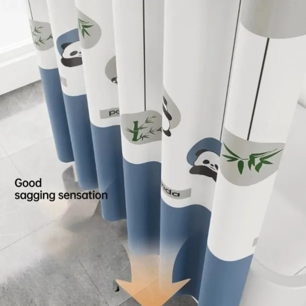 PEVA Shower Curtain Bath Curtain Extra Long 240cm Waterproof Mildew Proof Animal Panda Pattern, Including Hooks