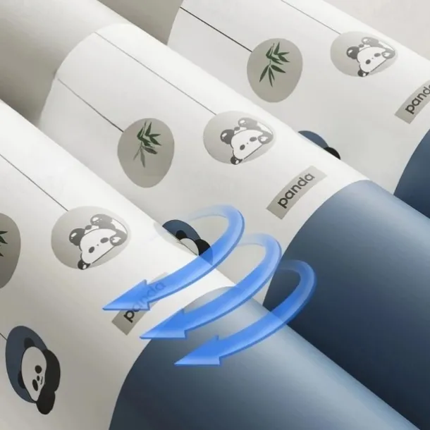 PEVA Shower Curtain Bath Curtain Extra Long 240cm Waterproof Mildew Proof Animal Panda Pattern, Including Hooks