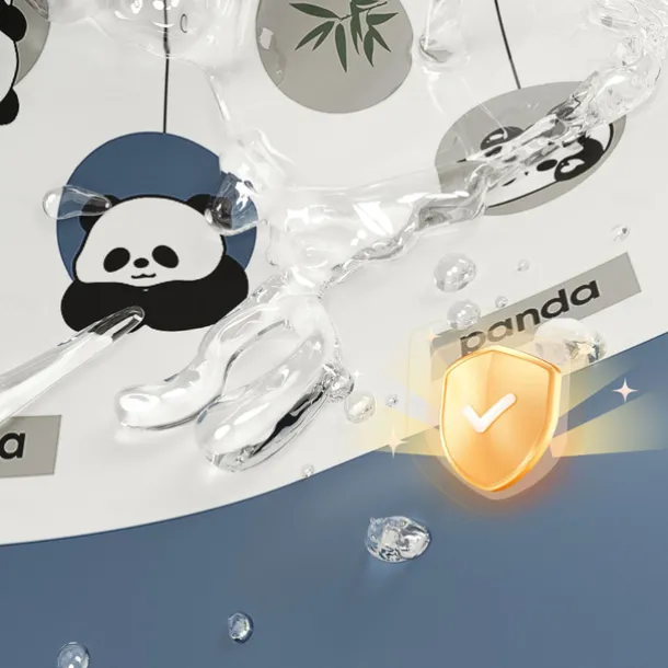 PEVA Shower Curtain Bath Curtain Extra Long 240cm Waterproof Mildew Proof Animal Panda Pattern, Including Hooks