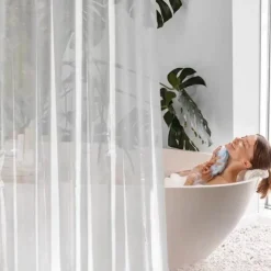 PEVA Shower Curtain Bath Curtain Waterproof Mildew Proof Clear Color White Black, Including Hooks 180x180cm 70"x70" 200cm Long