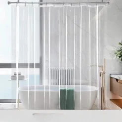 PEVA Shower Curtain Bath Curtain Waterproof Mildew Proof Clear Color White Black, Including Hooks 180x180cm 70"x70" 200cm Long