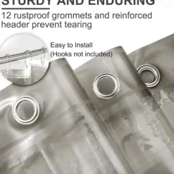 PEVA Shower Curtain Bath Curtain Waterproof Mildew Proof Clear Color White Black, Including Hooks 180x180cm 70