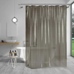 PEVA Shower Curtain Bath Curtain Waterproof Mildew Proof Clear Color White Black, Including Hooks 180x180cm 70