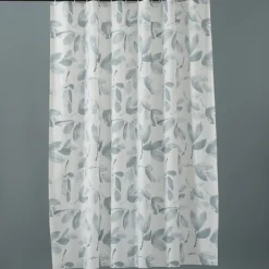 PEVA Shower Curtain Bath Curtain Waterproof Mildew Proof Green Leaf Pattern, Including Hooks 180x180cm 70"x70"