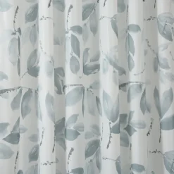 PEVA Shower Curtain Bath Curtain Waterproof Mildew Proof Green Leaf Pattern, Including Hooks 180x180cm 70