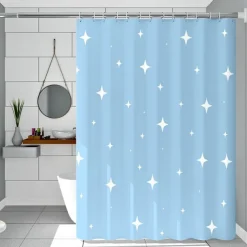 PEVA Shower Curtain Floral Pattern Printed Bath Curtain Waterproof Mildew Proof, Including Hooks 180x180cm 70