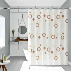 PEVA Shower Curtain Floral Pattern Printed Bath Curtain Waterproof Mildew Proof, Including Hooks 180x180cm 70