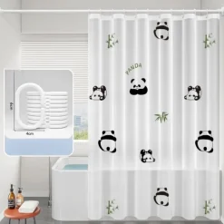 PEVA Shower Curtain Pattern Printed Bath Curtain Waterproof Mildew Proof, Including Hooks 180x180cm 70"x70" 200cm Long