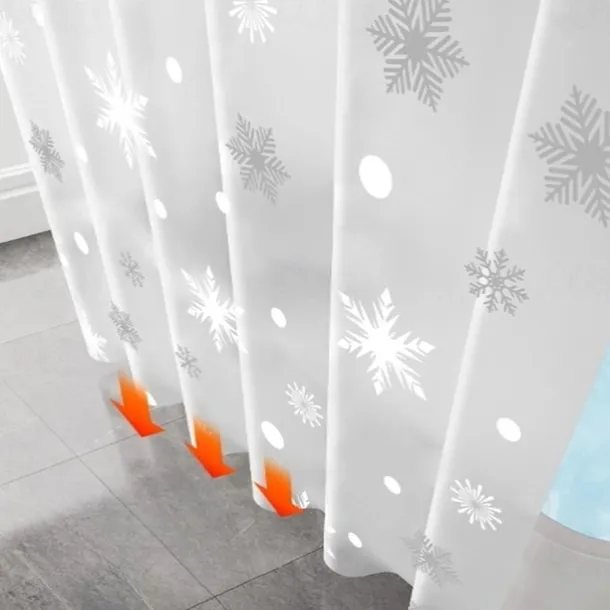 PEVA Shower Curtain Pattern Printed Bath Curtain Waterproof Mildew Proof, Including Hooks 180x180cm 70"x70" 200cm Long