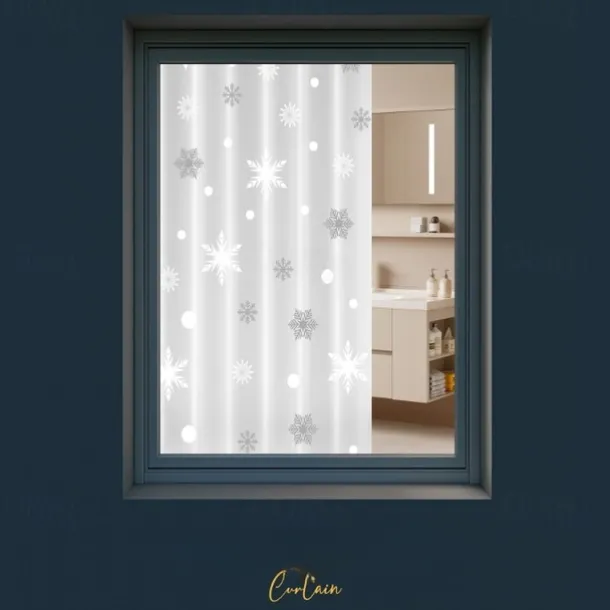 PEVA Shower Curtain Pattern Printed Bath Curtain Waterproof Mildew Proof, Including Hooks 180x180cm 70"x70" 200cm Long