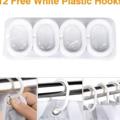 PEVA Shower Curtain Pattern Printed Bath Curtain Waterproof Mildew Proof, Including Hooks 180x180cm 70