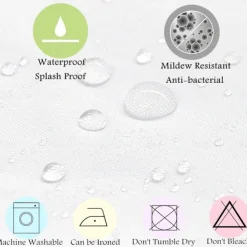 PEVA Shower Curtain Pattern Printed Bath Curtain Waterproof Mildew Proof, Including Hooks 180x180cm 70