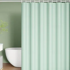 PEVA Shower Curtain Solid Colored Bath Curtain Waterproof Mildew Proof, Including Hooks 180x180cm 70"x70" Green White Black