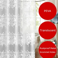 PEVA Shower Curtains, Water Resistant Bath Curtain for Bathroom Shower and Tub with Hooks Extra Long 240cm
