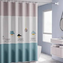 PEVA Shower Curtains, Water Resistant Bath Curtain for Bathroom Shower and Tub with Hooks Extra Long 240cm