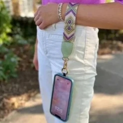 Phone Strap with Zippered Pouch Adjustable Nylon Canvas Crossbody Lanyard Detachable Wristlet & Innovative Hanging Phone Card