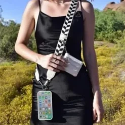 Phone Strap with Zippered Pouch Adjustable Nylon Canvas Crossbody Lanyard Detachable Wristlet & Innovative Hanging Phone Card