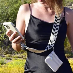 Phone Strap with Zippered Pouch Adjustable Nylon Canvas Crossbody Lanyard Detachable Wristlet & Innovative Hanging Phone Card