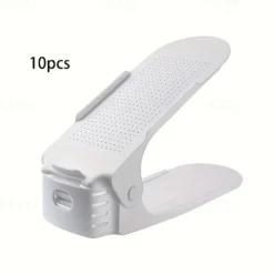 10-Piece Adjustable Shoe Rack - Space-Saving Easy-To-Assemble Storage Organizer For Entryways Bedrooms And More - Durable Plastic For Home And Dorm Use