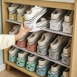 10-Piece Adjustable Shoe Rack - Space-Saving Easy-To-Assemble Storage Organizer For Entryways Bedrooms And More - Durable Plastic For Home And Dorm Use