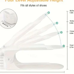 10-Piece Adjustable Shoe Rack - Space-Saving Easy-To-Assemble Storage Organizer For Entryways Bedrooms And More - Durable Plastic For Home And Dorm Use