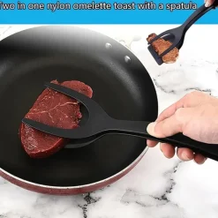 2-Piece Black And Red Silicone Spatula Suitable For Eggs Pancakes And Steaks - Slotted Design For Easy Flipping And Storage - Ideal For Grilling Burgers Etc. - A Must-Have In The Kitchen