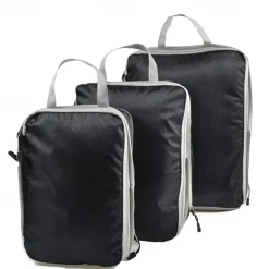 3-Piece Compression Packing Cubes Set for Travel Luggage Storage and Organizer, Large Capacity Expanding Storage Bags for Outdoor Travel & Home Use